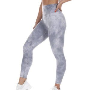 Elite Eleven Sporting Womens 7/8 Leggings Sz XS Dusky Grey Tie Dye High Rise NEW